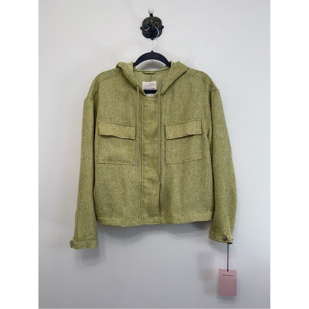 Avec Les Filles Sage Green Boxy Utility Hoodie Jacket Women's Large NWT Shacket